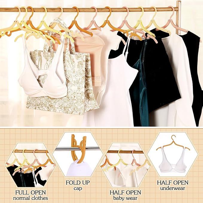 Teenyyou 12 Pcs Travel Hangers Cruise Ship Essentials Foldable Portable Plastic Vacation Hangers Non Slip Clothes Drying Rack Travel Accessories for Dormitory School Hotel Laundry (Bright Color)