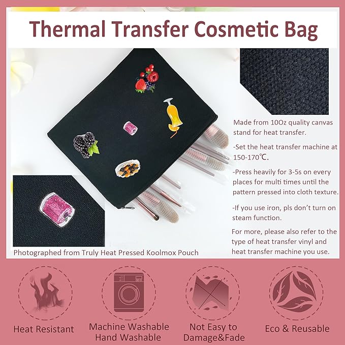 Koolmox Bulk 40 Pack Makeup Bags, 9x7 Large Plain Black Canvas Pouch with Zipper, Cotton Cosmetic Bags Wholesale for Paint, Heat Transfer Print, Craft, Draw, Decoration, Pen Case