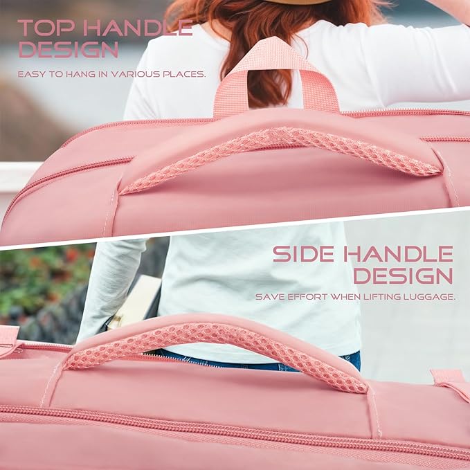 Travel Backpack for Women, 52L Carry On Backpack, Extra Large Expandable Travel Bag, 18.4 Inch TSA Flight Approved Luggage Personal Item Size with USB, Teacher Business Daypack, Pink