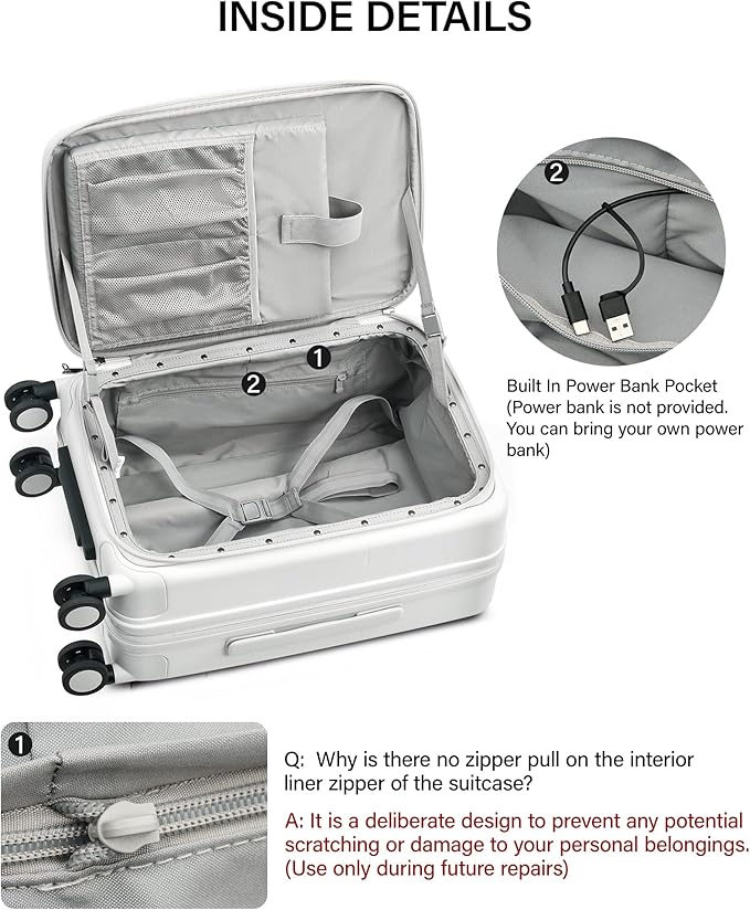 Hanke 28 Inch Expandable Checked Luggage with Cup Holder and Charger Port, Top Opening Hard Shell Large Suitcases with Wheel, Big Travel Rolling Suitcase Trunk Luggage with Lock,Smoke White