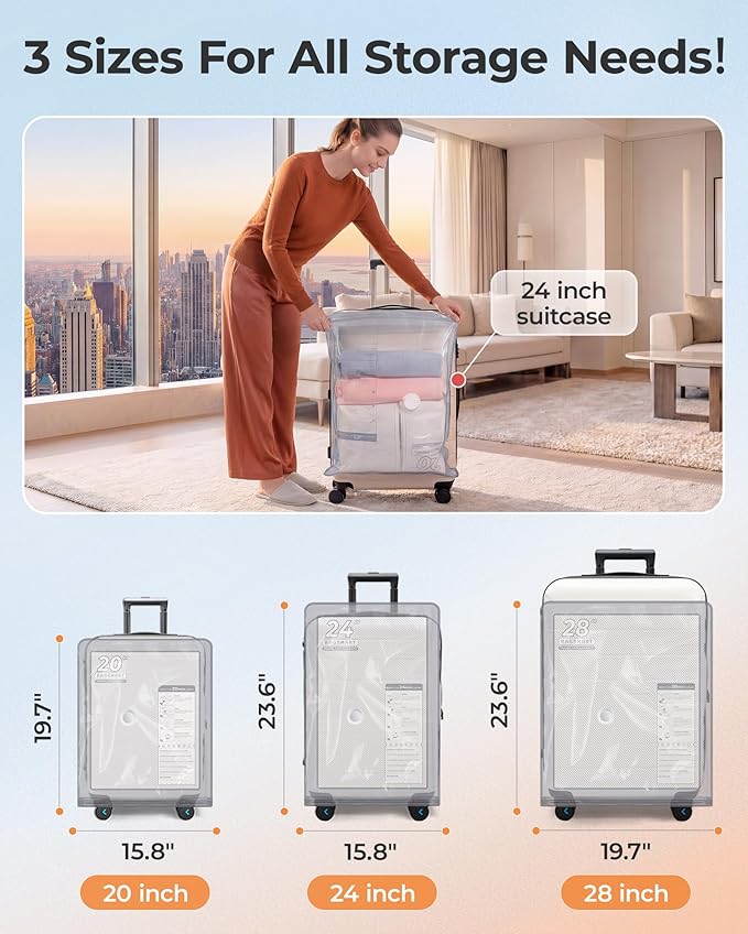 BAGSMART Vacuum Storage Bags with Portable Pump, Travel Space Saver Bags for Clothes, Heavy Duty Compression Bags for Storage, Vacuum Seal Bags with Hand Pump, Travel Essentials for Packing-Khaki