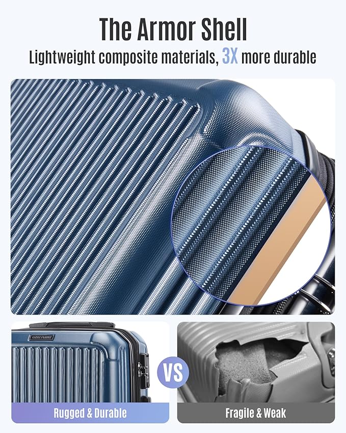 LIGHT FLIGHT Carry On Luggage 22x14x9 Airline Approved, Durable Hard Shell Carry On Suitcases with Wheels, Expandable Hardside Lightweight Travel Luggage with TSA Lock, Beige and Brown
