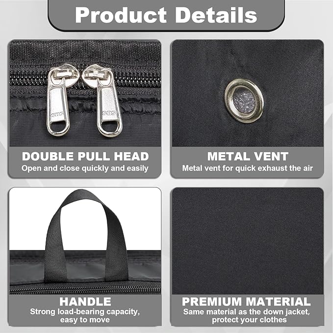 Compression Packing Cubes, 2pc Compression bags for Travel Packing Organizer, Expandable Compression Cubes for Travel, Black