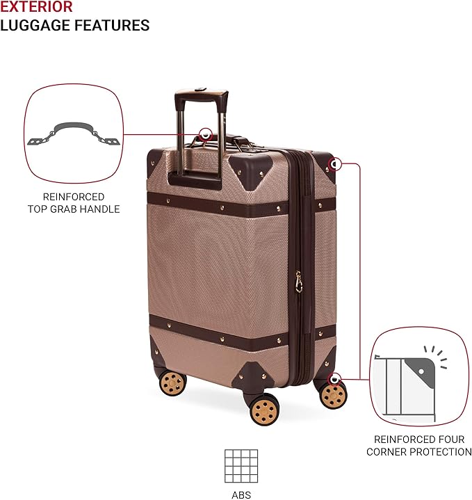 SwissGear 7739 Hardside Luggage Trunk with Spinner Wheels, Blush, Carry-On 19-Inch