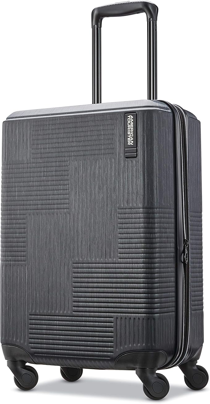 American Tourister Stratum XLT Expandable Hardside Luggage with Spinner Wheels, Jet Black, Carry-On 21-Inch