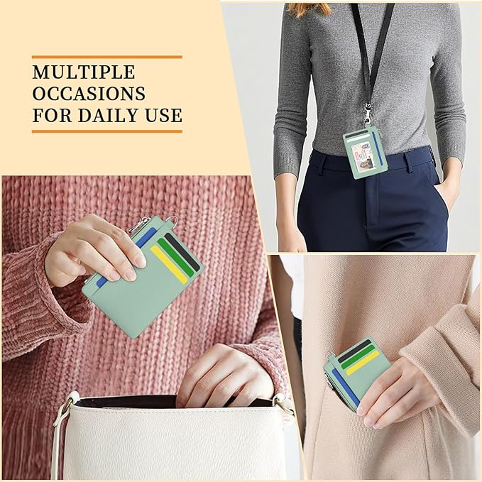 Hancynir Minimalist Small Wallet Women Credit Card Holder, RFID Blocking Slim Mini Card Wallets Cute Front Pocket PU Leather Card Case Thin Travel Zipper Coin Cash Ladies Female Wallet Gifts