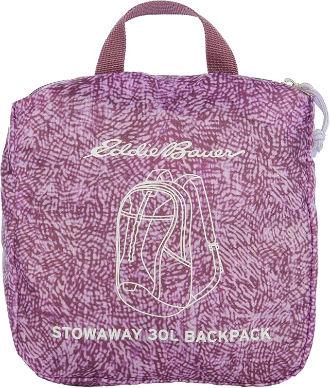Eddie Bauer Stowaway Packable Backpack | Travel | Outdoor | Lightweight | Foldable | Durable | Ripstop Polyester | 30L - Lilac