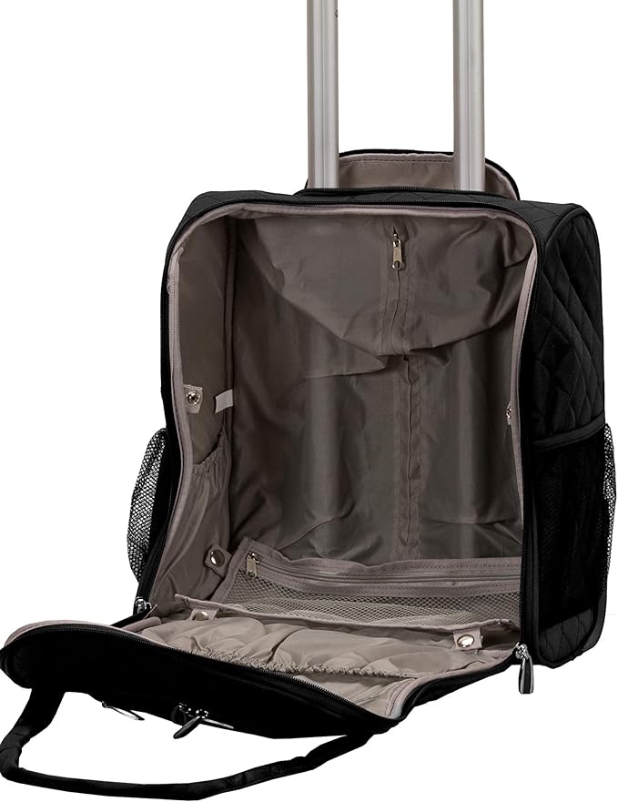 Rockland Melrose Upright Wheeled Underseater Carry-On Luggage, Black, 15-Inch