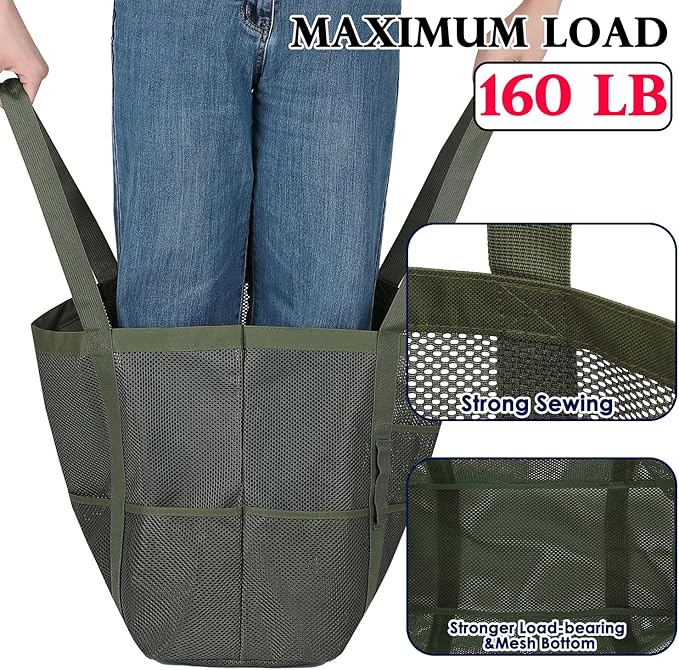 Fammart Mesh Beach Bag, Large Beach Tote with Zipper Pocket, Toys Pool Bag for Family Travel Vacation Cruise Essentials