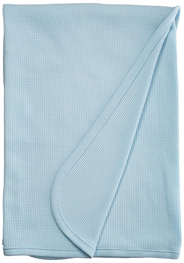 American Baby Company 100% Cotton Thermal Waffle Toddler Cot Blanket (36" x 48"), Soft, Breathable & Stretchy, Blue, for Boys and Girls, Versatile for Nap Time, Preschool and Travel