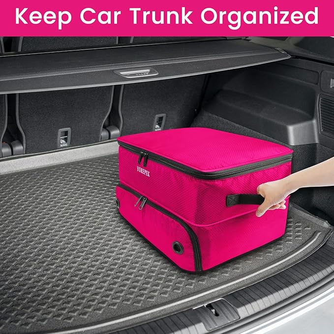 YOREPEK 2 Layer Golf Trunk Organizer, Golf Gifts for Men with Separate Ventilated Compartment for 2 Pair Shoes, Waterproof Car Trunk Locker for Balls, Tees, Clothes, Gloves, Gifts for Golfers