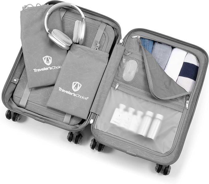 Traveler's Choice Ultimax II Polycarbonate Hardside Luggage with Spinner Wheels, Slate Gray, 21-Inch Carry-On