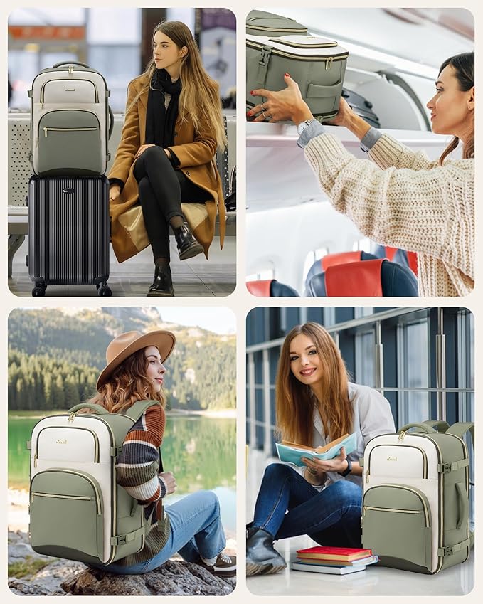 LOVEVOOK Travel Essentials Carry on Backpack 50L Travel Backpack for Women Men,Waterproof TSA Personal Item Travels Bag Airline Flight Approved,Large Carry on Luggage Laptop Backpack with Packing Cube