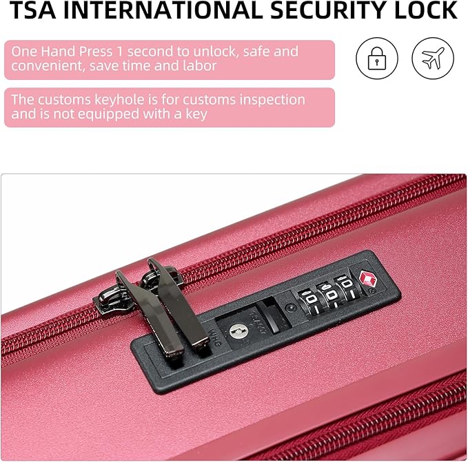 Premium Carry On Luggage, 29 Inch Top Opening Aluminum Frame Airline Approved ABS+PC Hard Shell Suitcases with Silent Wheels, TSA Lock, Front Pocket & Wet-dry Separated Six-piece set