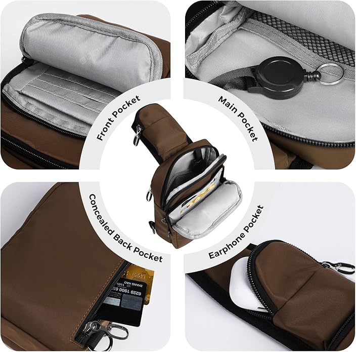 VADOO Sling Bag, Crossbody Bag with Zipper Lock, RFID Blocking & Water Resistant for Men and Women
