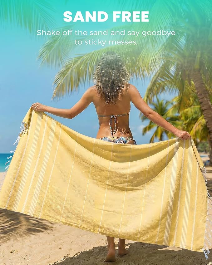 Antfuny 6 Packs Turkish Beach Towels Yoga Blanket Gym Workout Towel Mens Birthday Gift Ideas for Father Day Dad Husband Brother Uncle Son Daughter Boyfriend Male Boss Grandpa Him Appreciation Yellow
