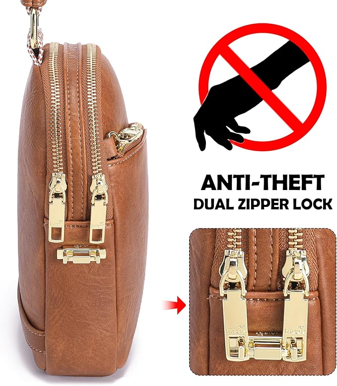 INICAT RFID Blocking Sling Bag, Anti Theft Crossbody Bag for Women, Travel Fanny Pack Style Purse, Vegan Leather