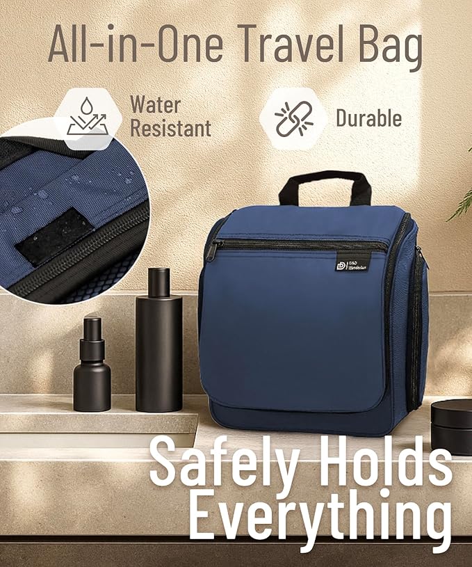 D&D Wanderlust D&D Hanging Travel Toiletry Bag for Men and Women – Cosmetics, Makeup and Toiletries Organizer Kit with 10 Compartments