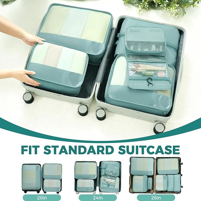 BAGAIL 9 Set Packing Cubes with Packing List Luggage Packing Organizers for Travel Accessories