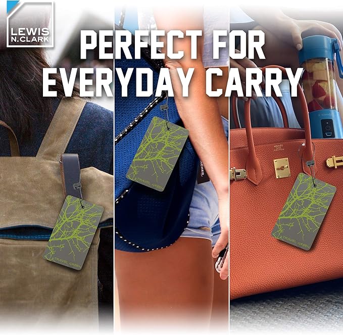 Lewis N. Clark Travel Luggage Tag and Suitcase Identifiers for Women and Men, Carry on, Backpack and More, Green Branches, Single