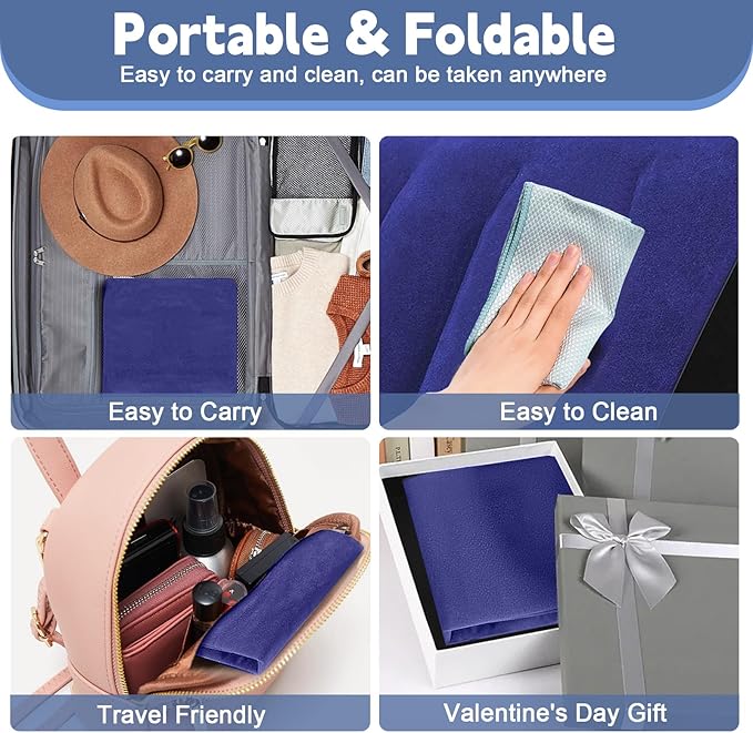 Portable Inflatable Wedge Pillow for Traveling - Wedge Pillow for Sleeping,30s Blow Up Small Inflatable Wedge Body Positioner,Lightweight Bed/Leg/Hip/Ankle Elevation Pillows,Under Knee Pillow,Blue