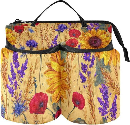 Luggage Cup Holder for Suitcases Free Hands Travel Cup Holder Portable Suitcase Cup Drink Holder Luggage Cup Caddy Bag Carrier Yellow Sunflowers Poppy Wheat