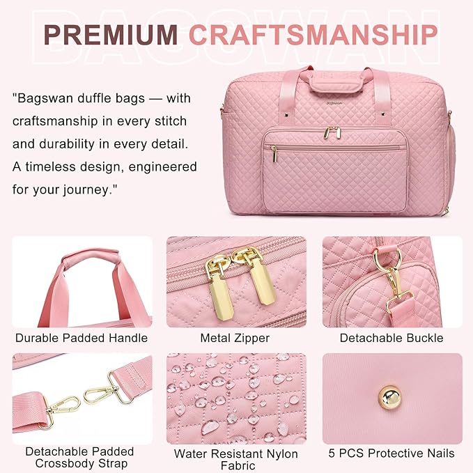 Large Weekender Travel Duffle Bag - With Shoe Compartment Weekender Bags for Womens Carry on Overnight Bag with Toiletry Bag Gym Duffel Bags with Wet Pocket Hospital Bags for Women Labor and Delivery