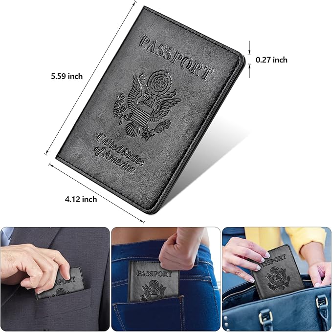 Eoehro Passport Holder for Travel Essentials-2Pack, Passport Wallet Cover Case for Travel Must Haves Accessories,Passport Book Holders for Women and Men