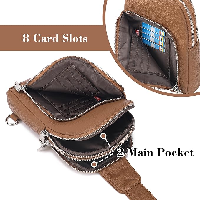 INICAT RFID Blocking Sling Bag, Anti Theft Crossbody Bag for Women, Travel Fanny Pack Style Purse, Vegan Leather