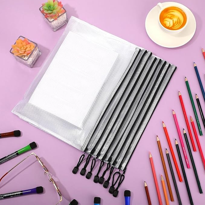 Jetec 32 Pcs Mesh Zipper Bags Toy Storage Bikini Organizer Bag Bolsas Para Guardar Trajes De Bano Waterproof Zipper Reusable Pouch Puzzle Multipurpose for Storage Office(Sweet Color,13 x 9.5 Inch)