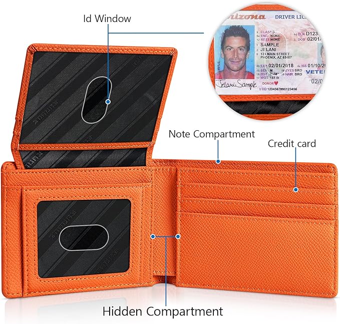 RUNBOX Wallet for Men Slim Rfid Leather 2 ID Window With Gift Box | Slim, Rfid, 2 ID Window, With Gift Box, Slim, Rfid