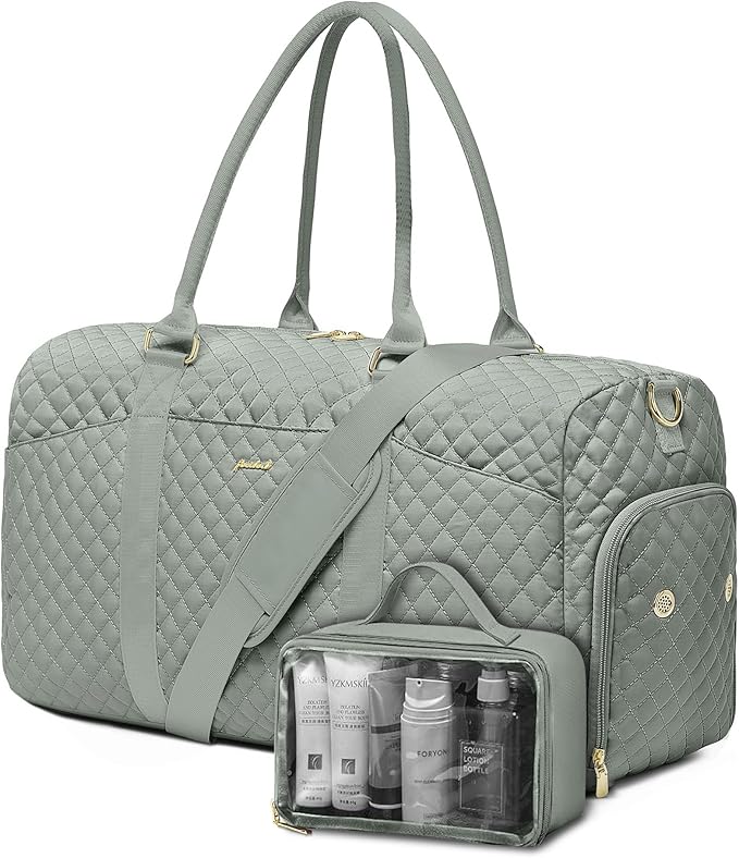 Women Weekender Travel Duffle Bag: Travel Duffel Overnight Bags with Shoe Compartment Large Carry on Tote with Toiletry Bag Weekend Traveling Yoga Gym Hospital Bag for Women with Wet Pocket Green