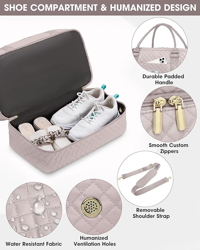 Travel Duffle Weekender Bags for Women: Overnight Bag with Shoe Compartment Carry On Bags with Toiletry & Wet Pocket Large Tote Hospital for Women Labor Delivery Nude color