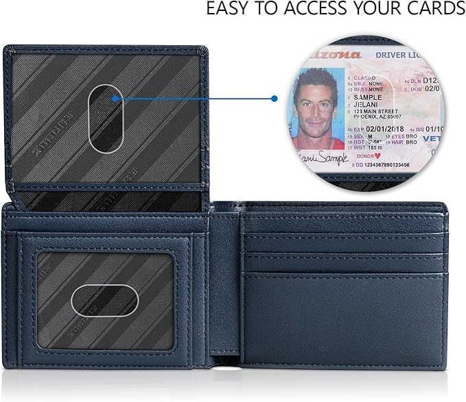 RUNBOX Wallet for Men Slim Rfid Leather 2 ID Window With Gift Box | Slim, Rfid, 2 ID Window, With Gift Box, Slim, Rfid