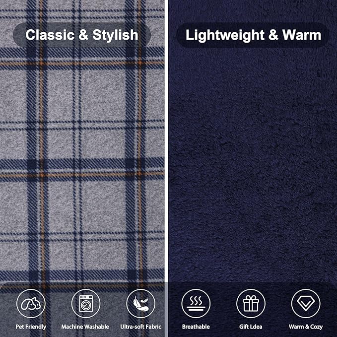 forestfish Wearable Blanket Compact Pillow 2-in-1, Lap Blanket Poncho with Button Plaid Throw Cushion for Home Office Sofa