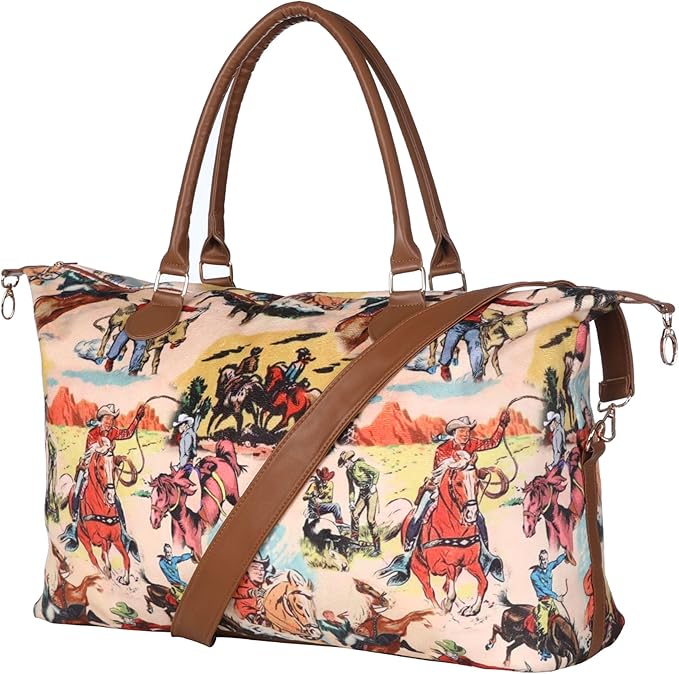 Weekender Bag Duffle Bag For Women Large Travel Tote Bag Overnight Weekend Bags With Shoulder Strap Cow Leopard Atzec…