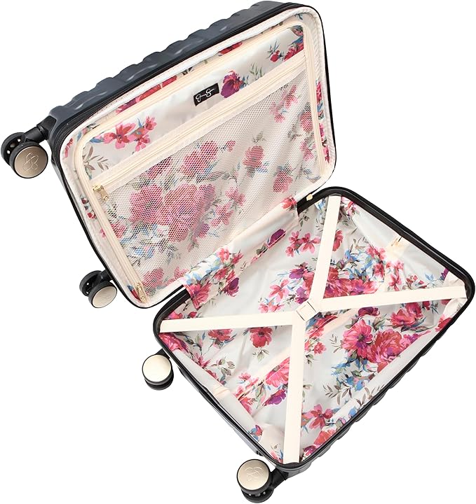 Jessica Simpson Taffeta 20"Expandable 8-Wheel Spinner Carry On Luggage Suitcase, Gadget Grey