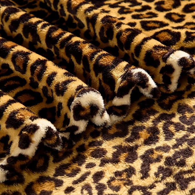 Bnuitland Leopard Print Fleece Flannel Twin Size Blanket, Super Soft 300 GSM Double Sided for Bed Sofa Couch Travel, Fuzzy Fluffy Cheetah Print Blanket for Adults and Kids, 60x80inch