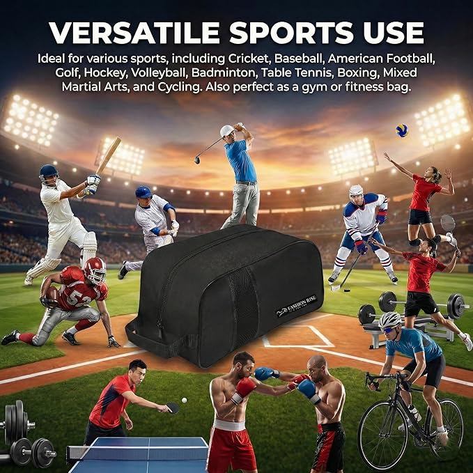 Waterproof Sports Boot/Shoe/Travel Bag for Football Cricket Rugby Golf Toiletry Gym for Boy/Girl Men/Women (Black)