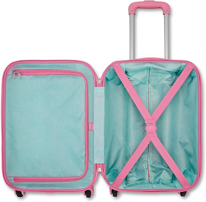American Tourister Disney Princess Carry-On Luggage - Airline Approved, Durable Hardshell with Disney Princess Favorites - Roll Confidentially with Spinner Wheels & Colorful Adjustable Handle