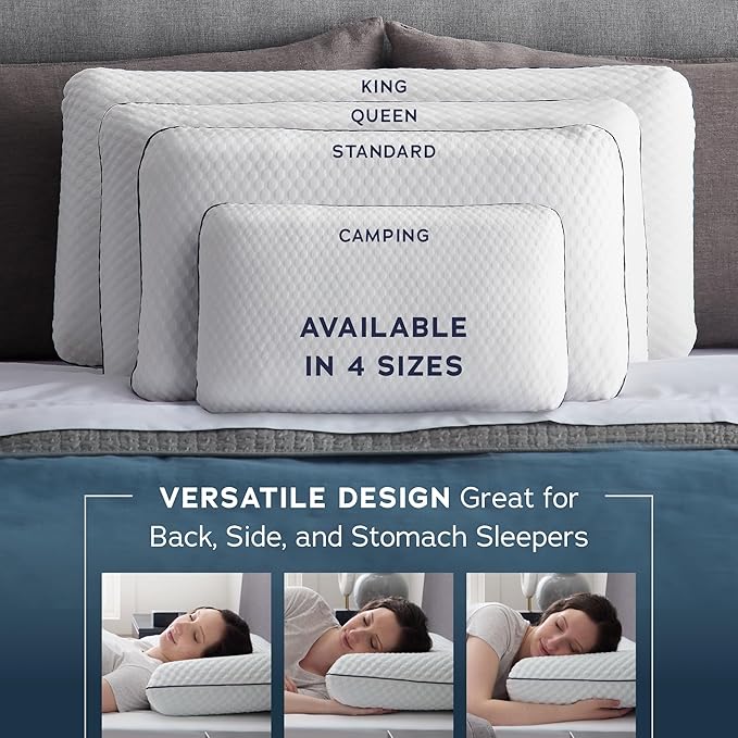 WEEKENDER Gel Memory Foam Pillow - Standard Size - 2-Pack - Medium Firm Feel - Neck & Shoulder Support - For Back & Side Sleepers - Home, Hotel, & Hospital Essentials