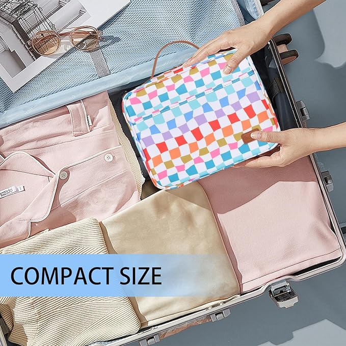 Bosidu Hanging Travel Toiletry Bag,Large Capacity Cosmetic Travel Toiletry Organizer for Women with 4 Compartments & 1 Sturdy Hook,Perfect for Travel/Daily Use/Christmas