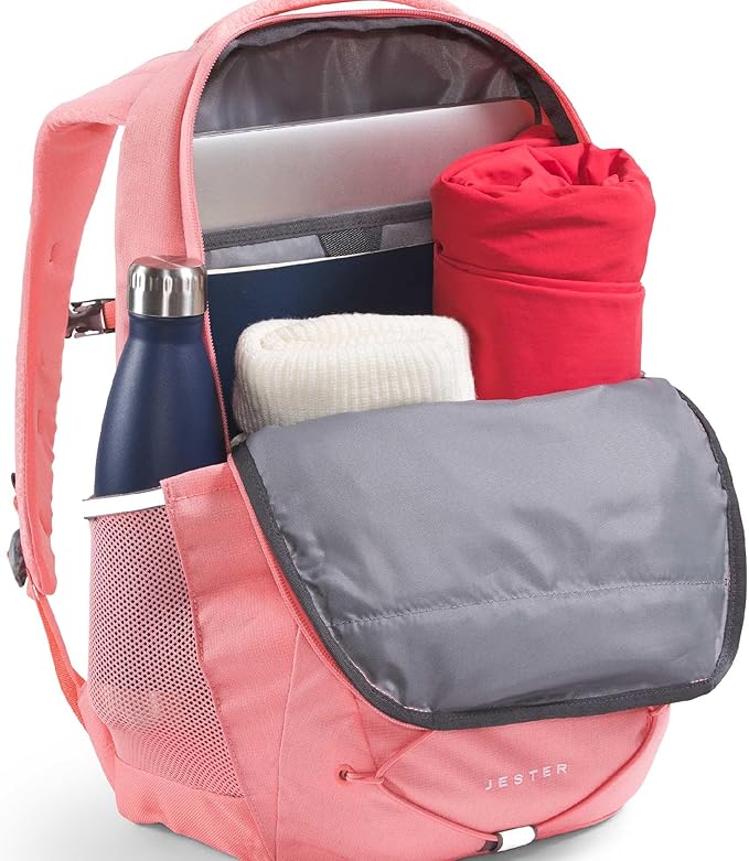 The North Face Women's Jester Everyday Laptop Backpack - Commuter Travel Bag, Laptop Sleeve, Water-Repellent, Coral Crush Light Heather/Coral Crush, One Size