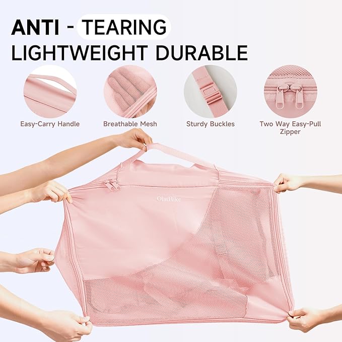 11 Set Packing Cubes for Travel, Gifts for Women Mom Kids, TSA Approved Bags for Makeup, Cosmetic, Toiletry, Suitcase Organizers for Checked Luggage, Cruise Essentials, Airplane Accessories, Pink