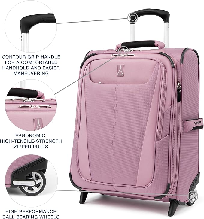 Travelpro Maxlite 5 Softside Expandable Upright 2 Wheel Carry-on Luggage, Lightweight, 20-Inch — Orchid Pink Purple
