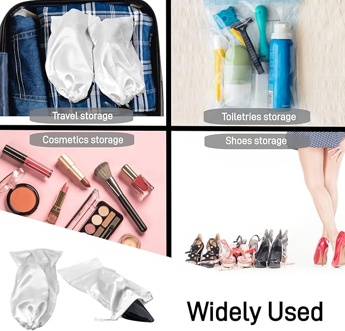 Shoe Dust Bags - 6 Pack Shoe Bags for Travel Satin Fabric Shoe Bag with Drawstring for Men Women Travel Protecting Storing Shoes