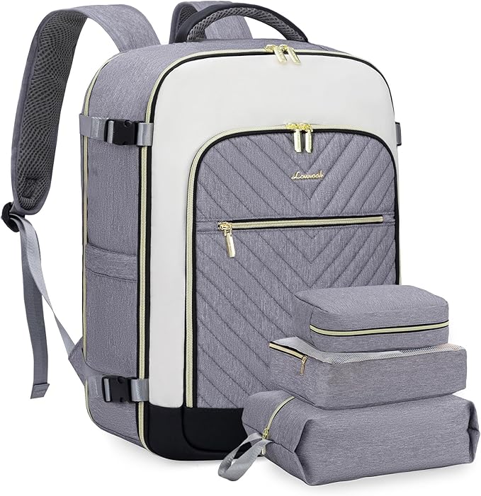 LOVEVOOK Large Travel Backpack for Women, 50L Carry on Backpack Airplane Approved, TSA Personal Item Travel Bag for Women fits 18" Laptop, Waterproof Carry on Bags for airplanes with 3 Packing Cubes