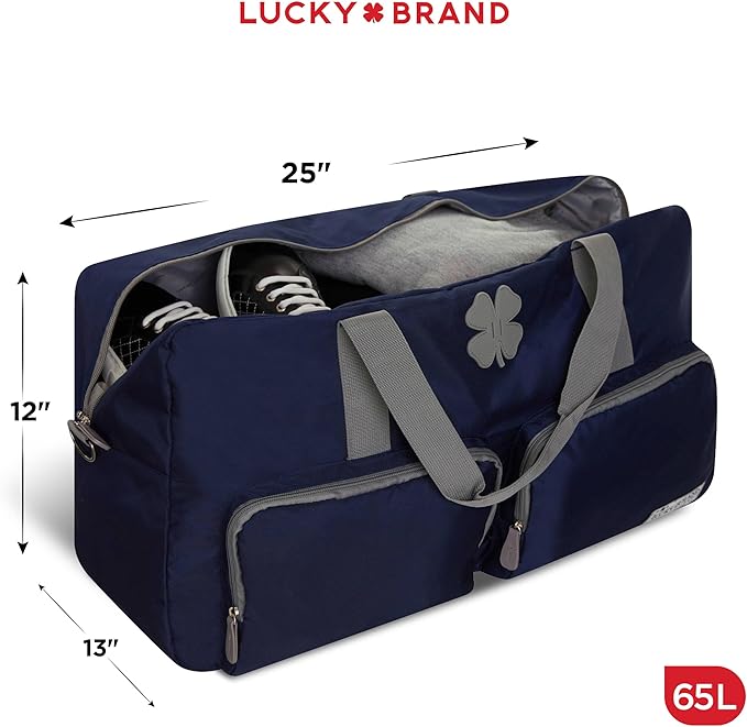 Lucky Travel Duffel Bags 65L, Gym Bag, Travel Bag & Large Duffle Bag for Men, Foldable Overnight Weekender Bags for Women & Men with Adjustable Shoulder Strap, Navy