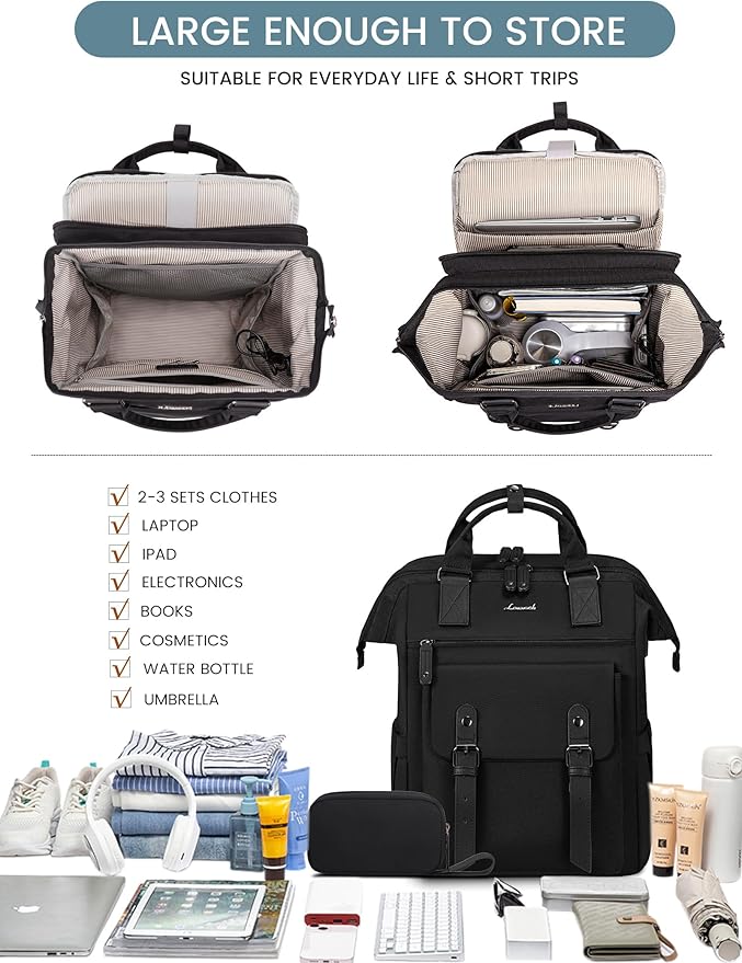 LOVEVOOK Laptop Backpack for Women, Work Backpack with 17 Inch Separate Laptop Compartment, Teacher Nurse Bags College Computer Backpack Purse, Business Travel Bag, Upgraded