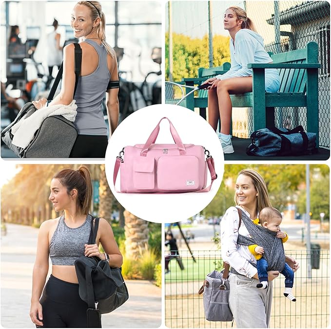 FIORETTO Women's Gym Duffle Bag with Shoes Compartment, 30L Capacity, Ideal for Travel, Gym, Sports, Duffel, Weekender